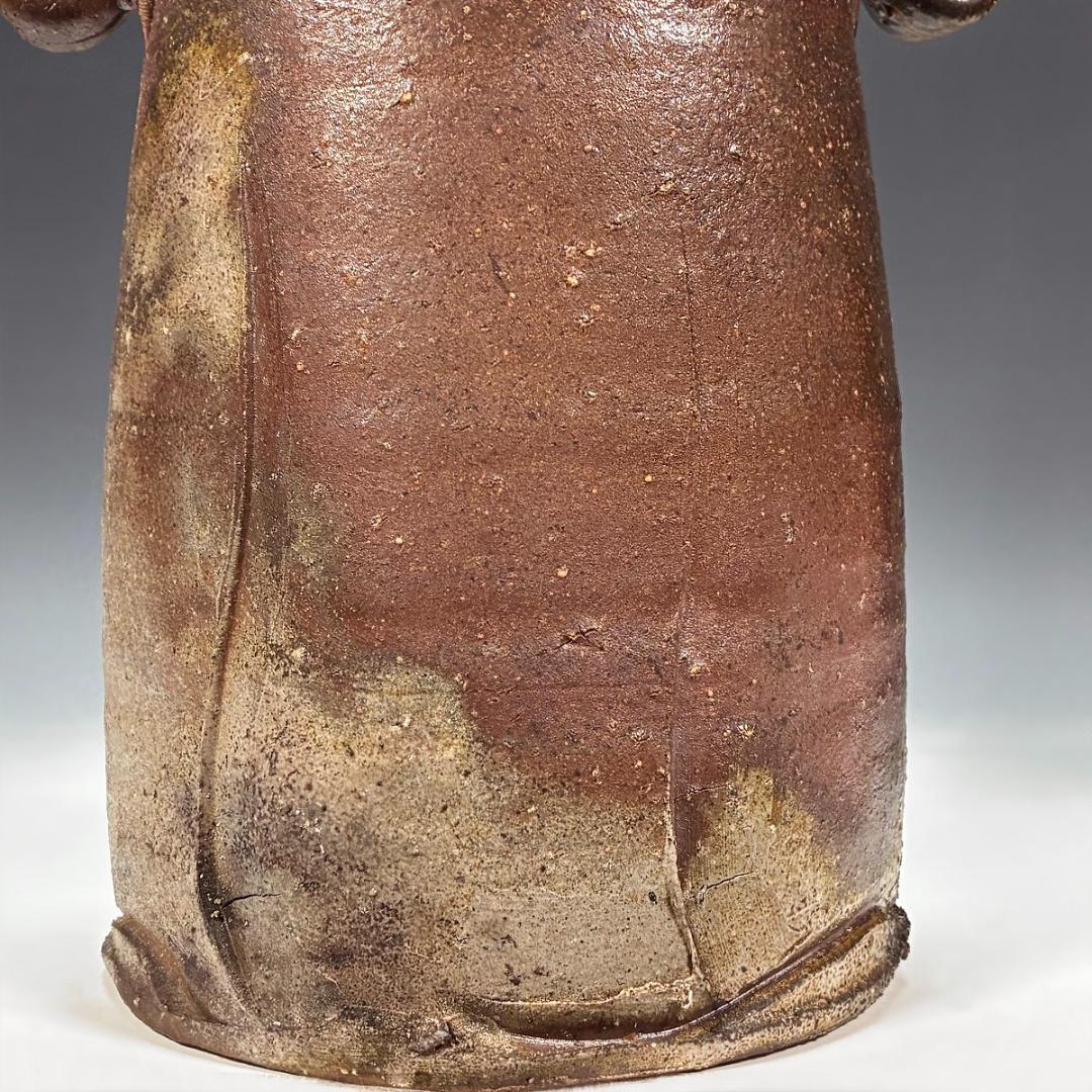 ■備前焼 斉藤隆 作 花入 共箱あり 師：伊勢崎淳