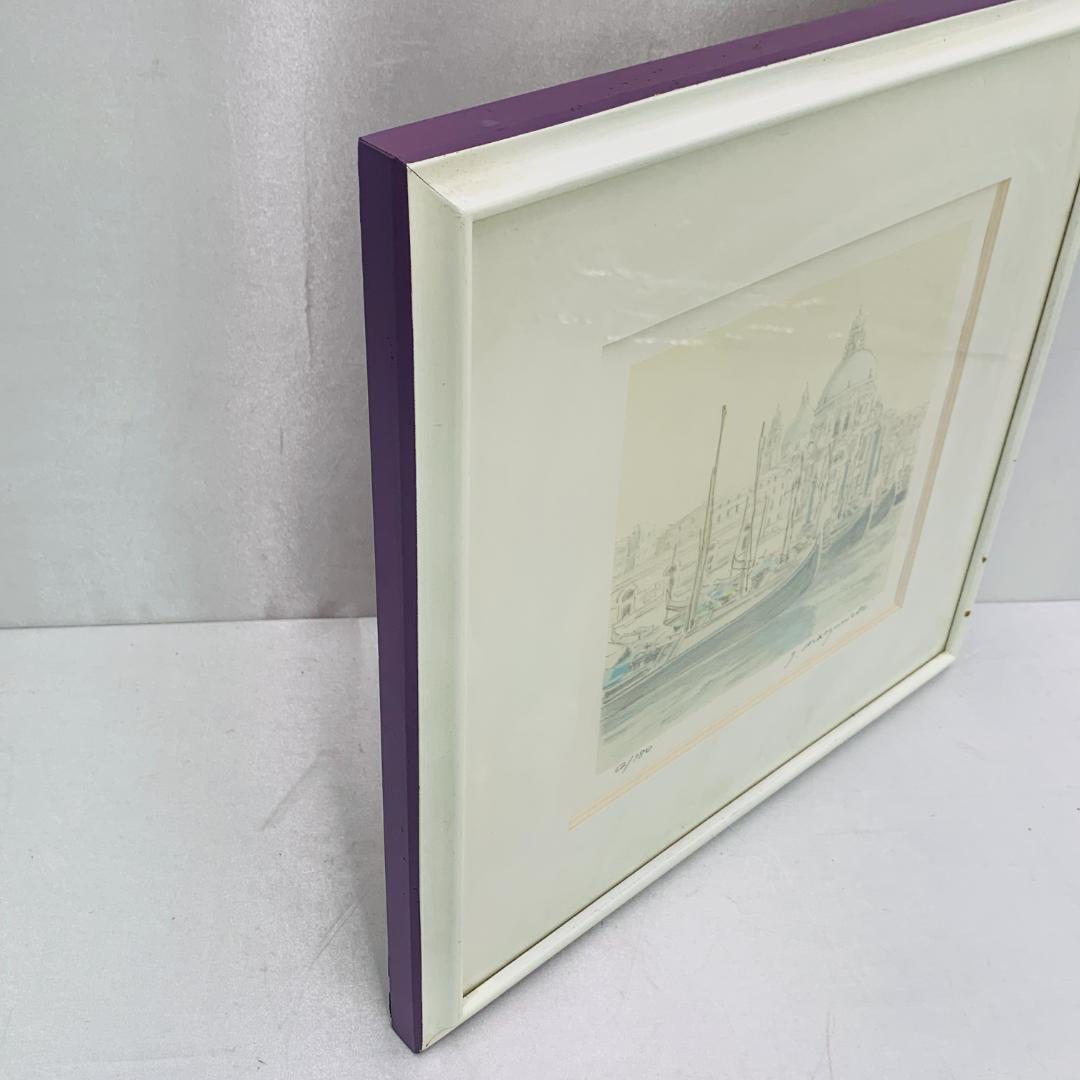 真作保証 松浦安弘 『カナルグランデ』 リトグラフ サイン入 限定 額装 ガラス