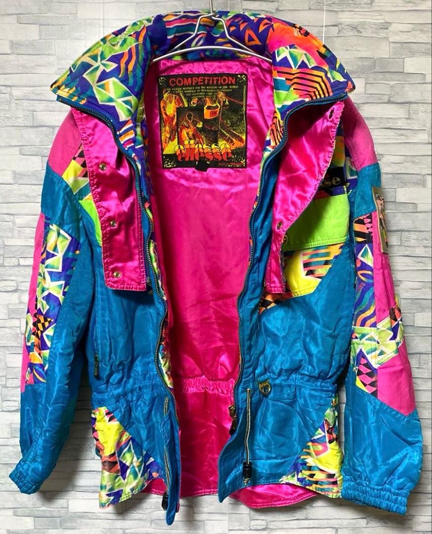 ellesseエレッセ スキーウェア 上下セット 下つなぎ 総柄 ヴィンテージ