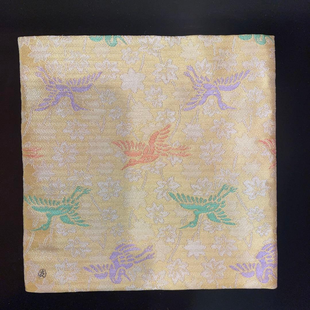 茶道用古帛紗 鳥と花模様 絹製