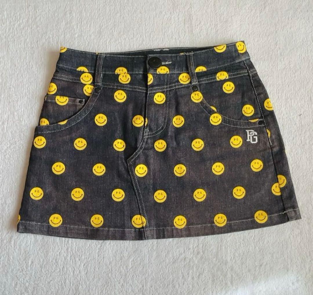 美品　パーリーゲイツ　セットアップ　にこ　スマイル　パーカー　スカート　デニム