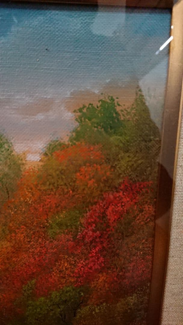 絵画 油絵 鬼沢泰治『渓谷の秋』6号