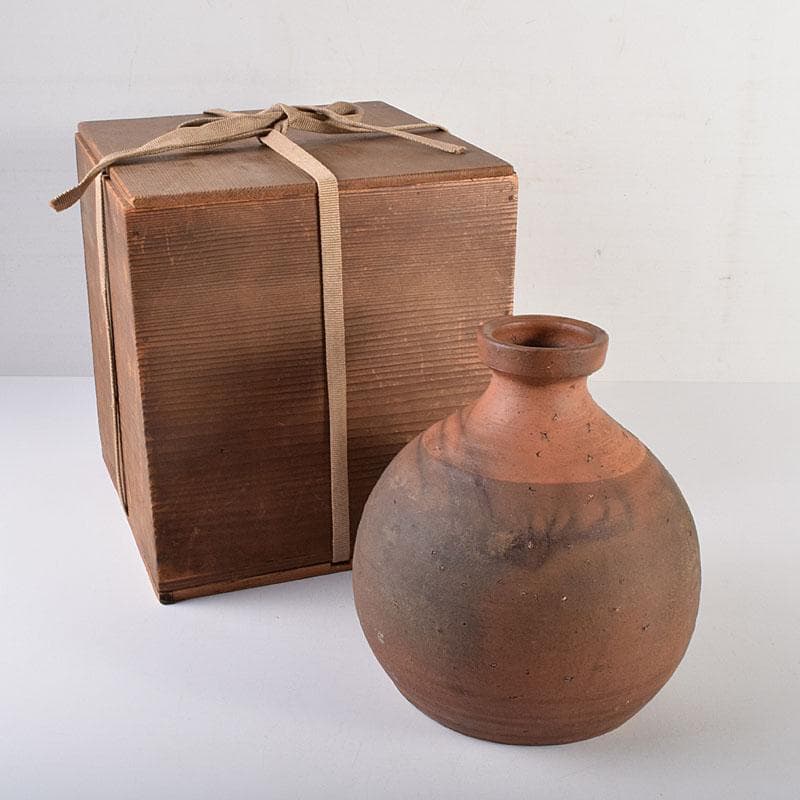 備前焼　古備前　花入　陶印あり　時代箱　C　R8017C