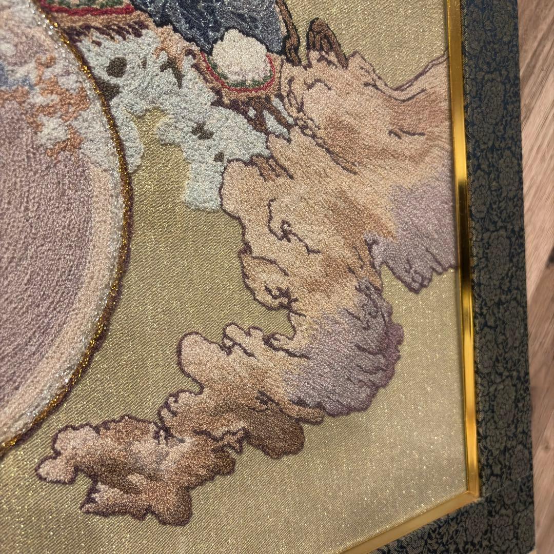 文化刺繍 慈母観音図 着色絹本 仏画 仏教美術 悲母観音 刺繍画 刺繍アート