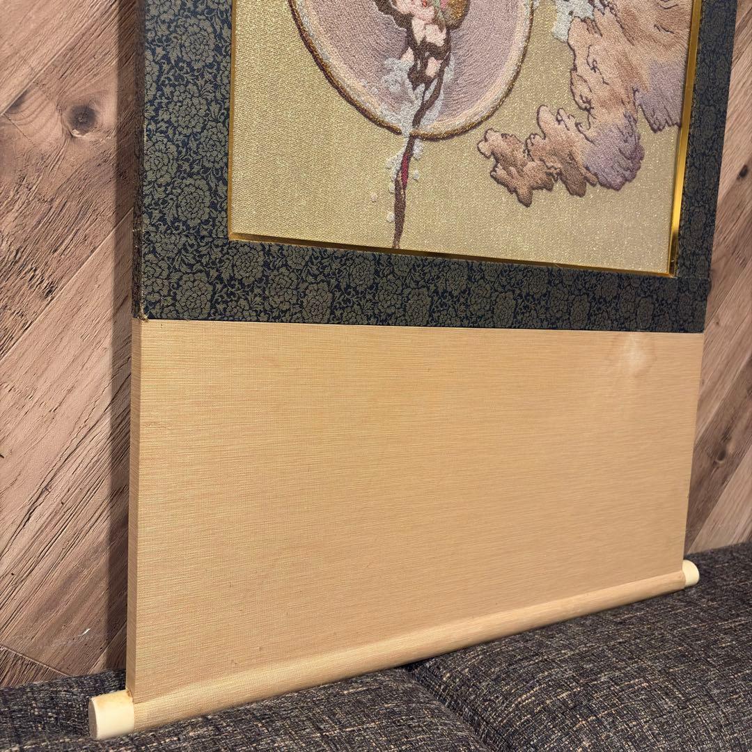 文化刺繍 慈母観音図 着色絹本 仏画 仏教美術 悲母観音 刺繍画 刺繍アート