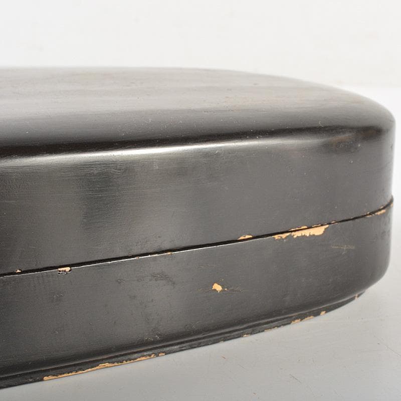 中国　書道具　神獣刻　端渓硯　唐木箱付　V　R7390