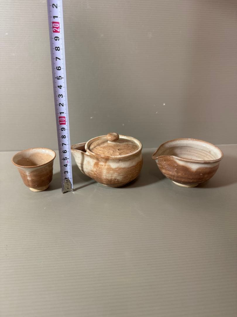 2865 萩焼　茶器セット　宝瓶1客　湯冷し1客　湯呑6客　未使用