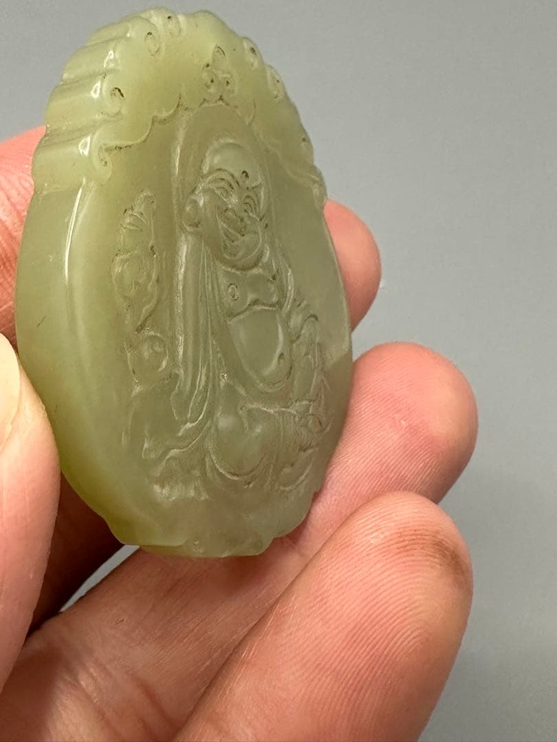 中国古美術.古蔵品.古和田玉佩.純手彫り.装身具.観賞物.中国骨董 彫刻 円形