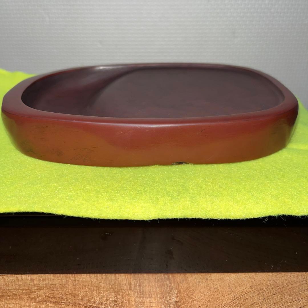 ⭕️岩手県　紫雲石硯　4代　佐藤鐡治　小判型硯　希少　姿が美しい　記念品