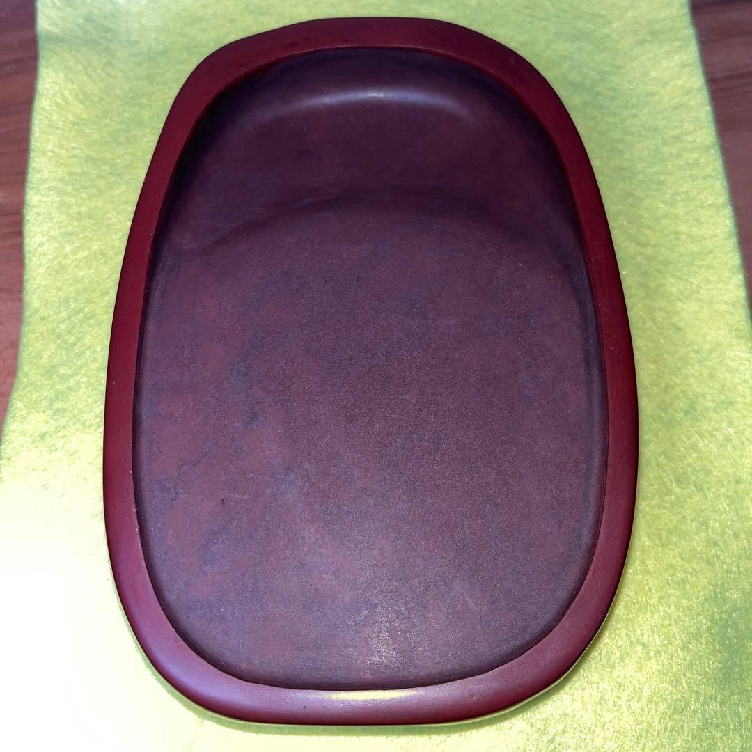 ⭕️岩手県　紫雲石硯　4代　佐藤鐡治　小判型硯　希少　姿が美しい　記念品