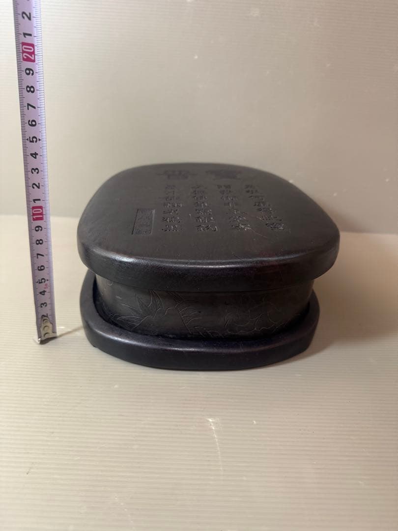 2911 中国古硯　人物文字彫刻　中国骨董　書道具