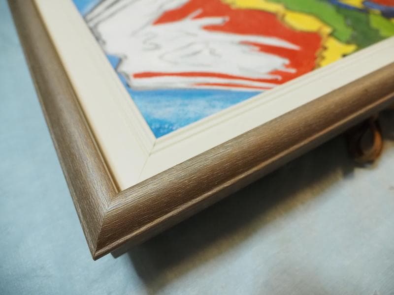 よっしー　絵画油彩片岡球子「赤富士」サインF6サイズ　額装済み 肉筆手描き