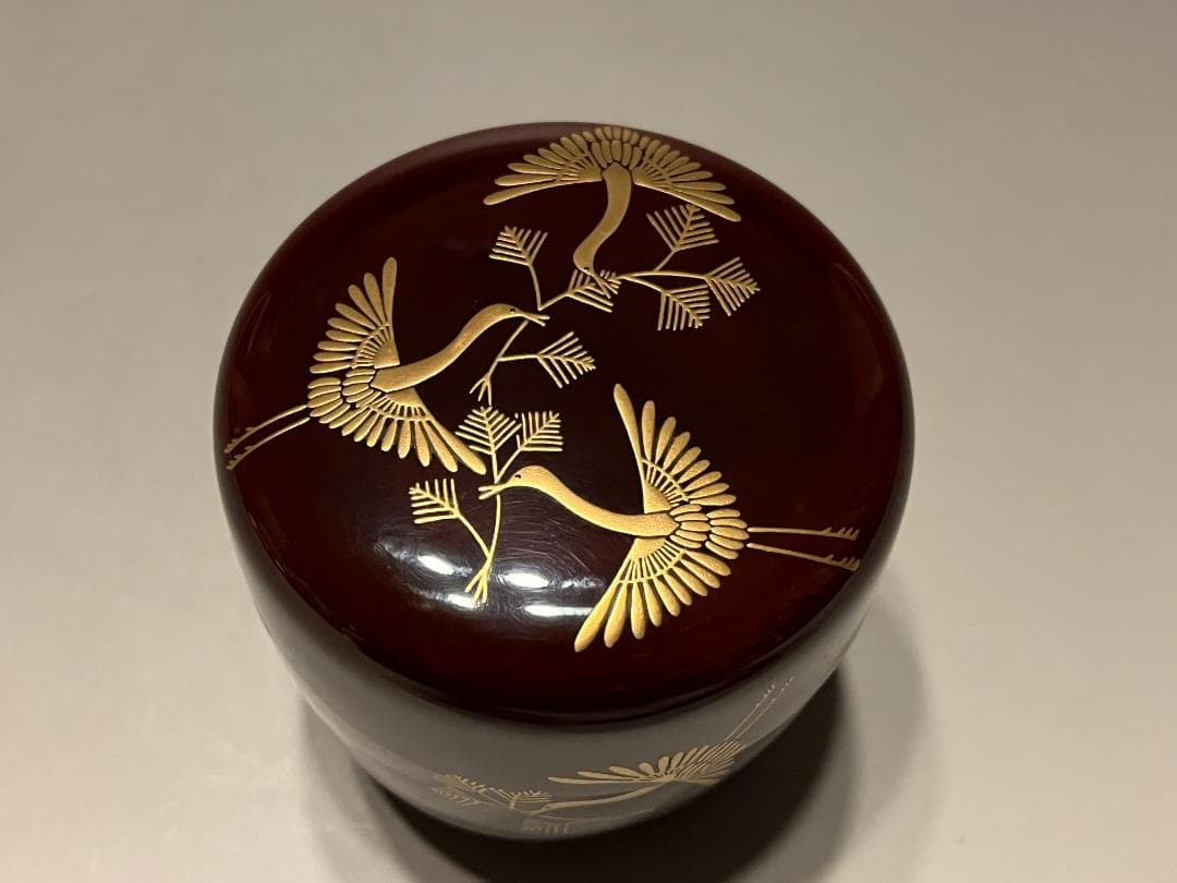 @cold water様　尋牛斎　松喰鶴蒔絵　大棗　司峰作　茶道具　表千家