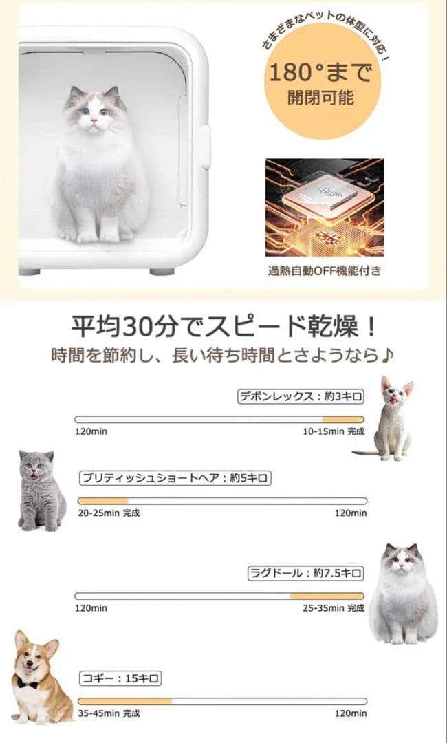 ペット用ドライヤー 62L大容量モデル