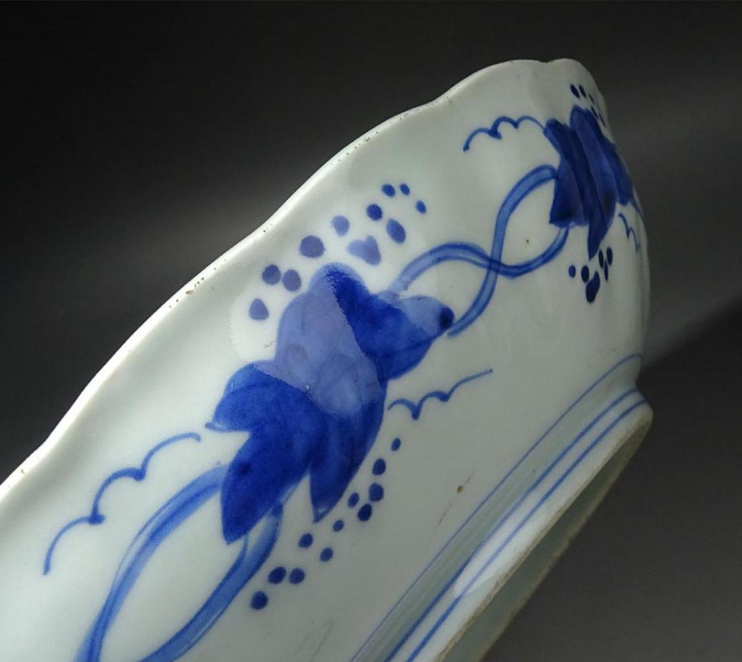 時代物 古伊万里 染付 大皿 幅約31.5cm 古陶磁 p95232