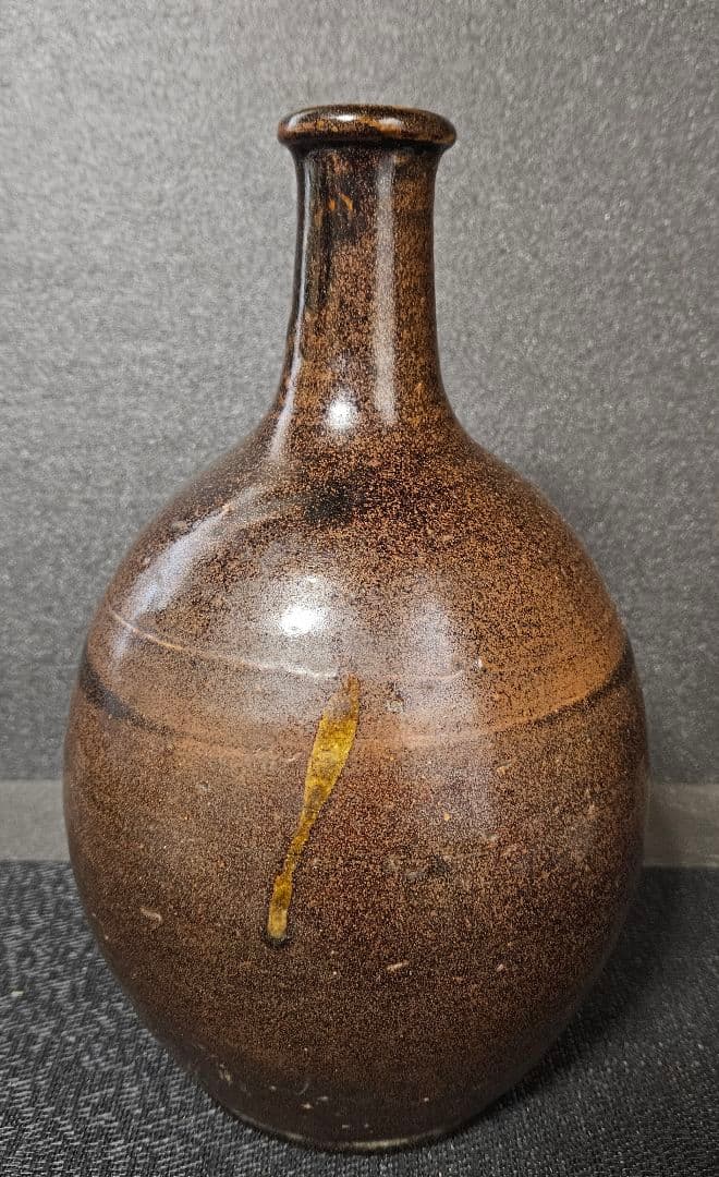 明治時代　古丹波　褐釉　徳利　花入れ　花生　茶道具　茶器　華道具　酒器　オブジェ