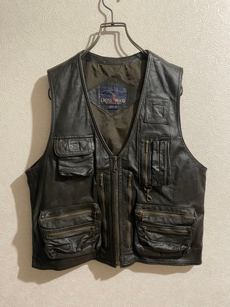 Vintage レザー フィッシング ベスト / ゲームポケット