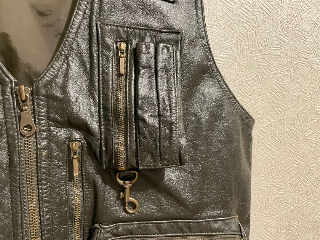 Vintage レザー フィッシング ベスト / ゲームポケット