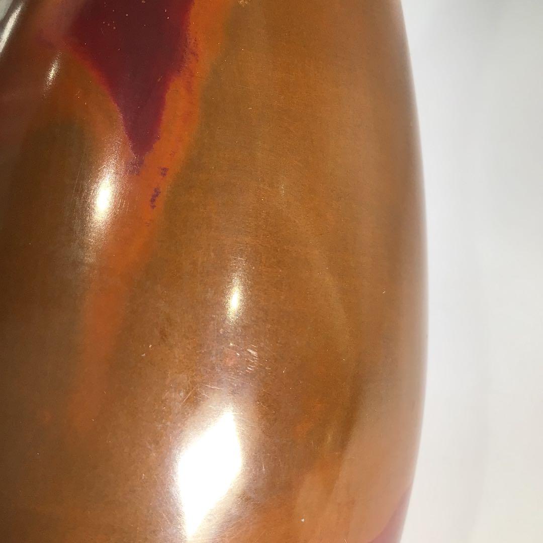 Ｎ２４６　花入　『鋳物師　金森紹栄造』『朱銅』『鶴首花入』　共箱　花器