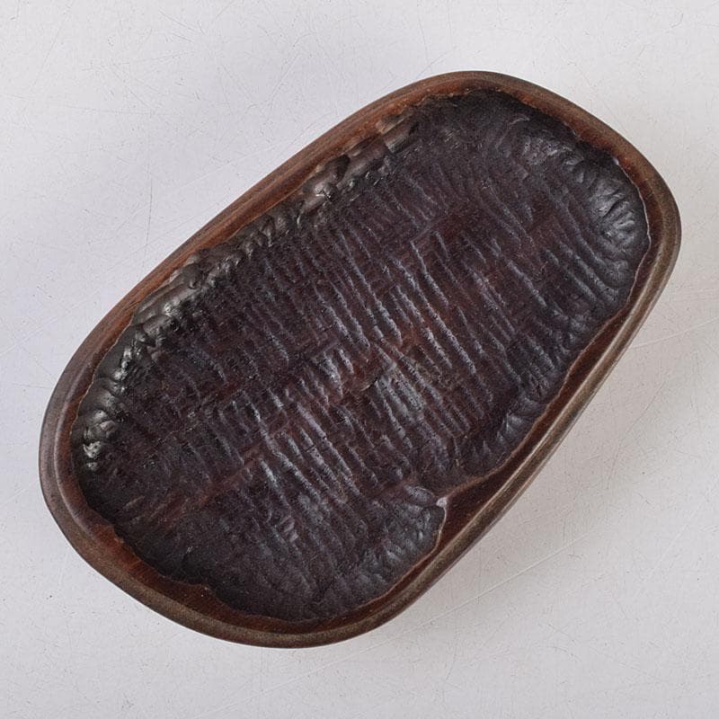 鑑賞石　天然石　赤石　赤玉石　葛屋　置物　約1319g　唐木台付　V　R9170