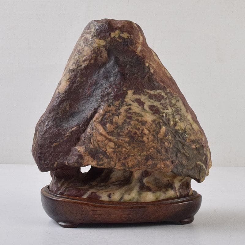 鑑賞石　天然石　赤石　赤玉石　葛屋　置物　約1319g　唐木台付　V　R9170