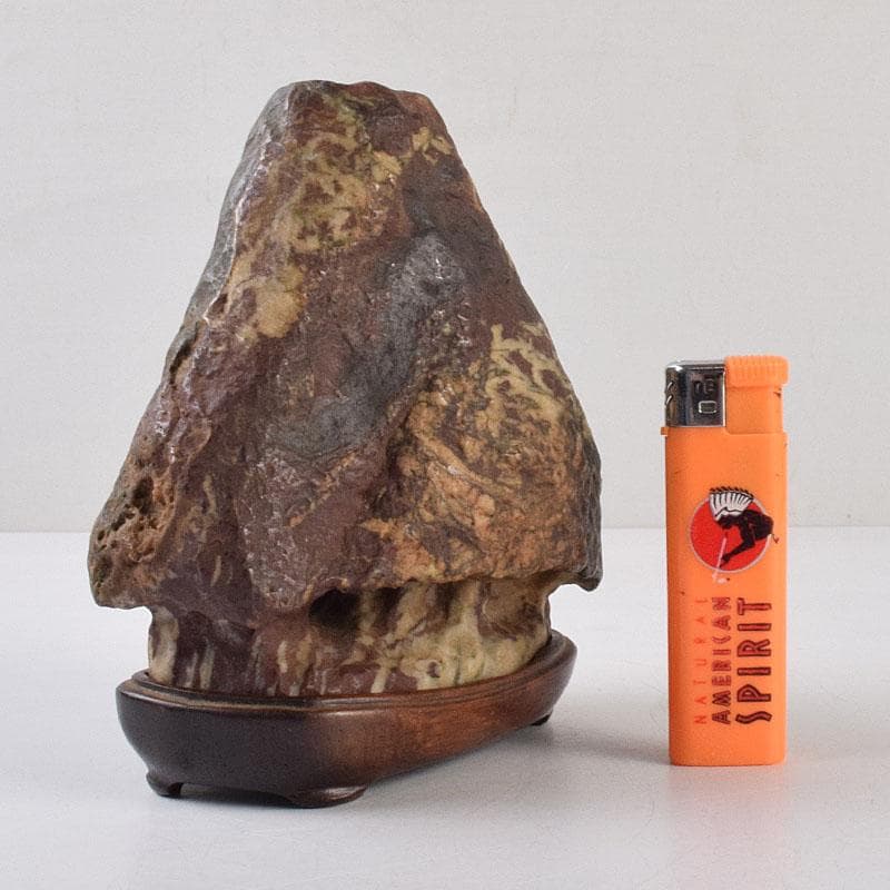 鑑賞石　天然石　赤石　赤玉石　葛屋　置物　約1319g　唐木台付　V　R9170