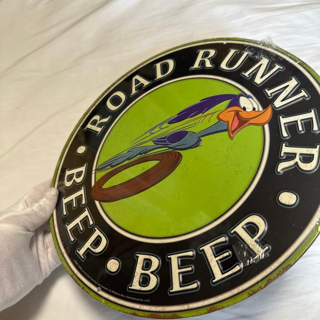 新品　廃盤　ロードランナー　ブリキプレート　円形　ルーニーテューンズ