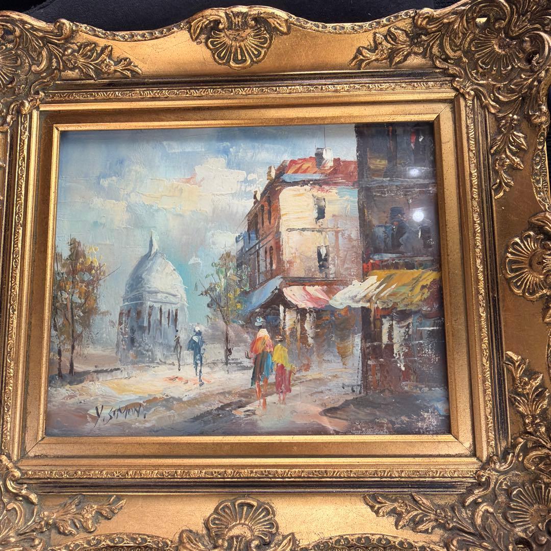 Y. Simoni 油彩画 風景画 金色フレーム