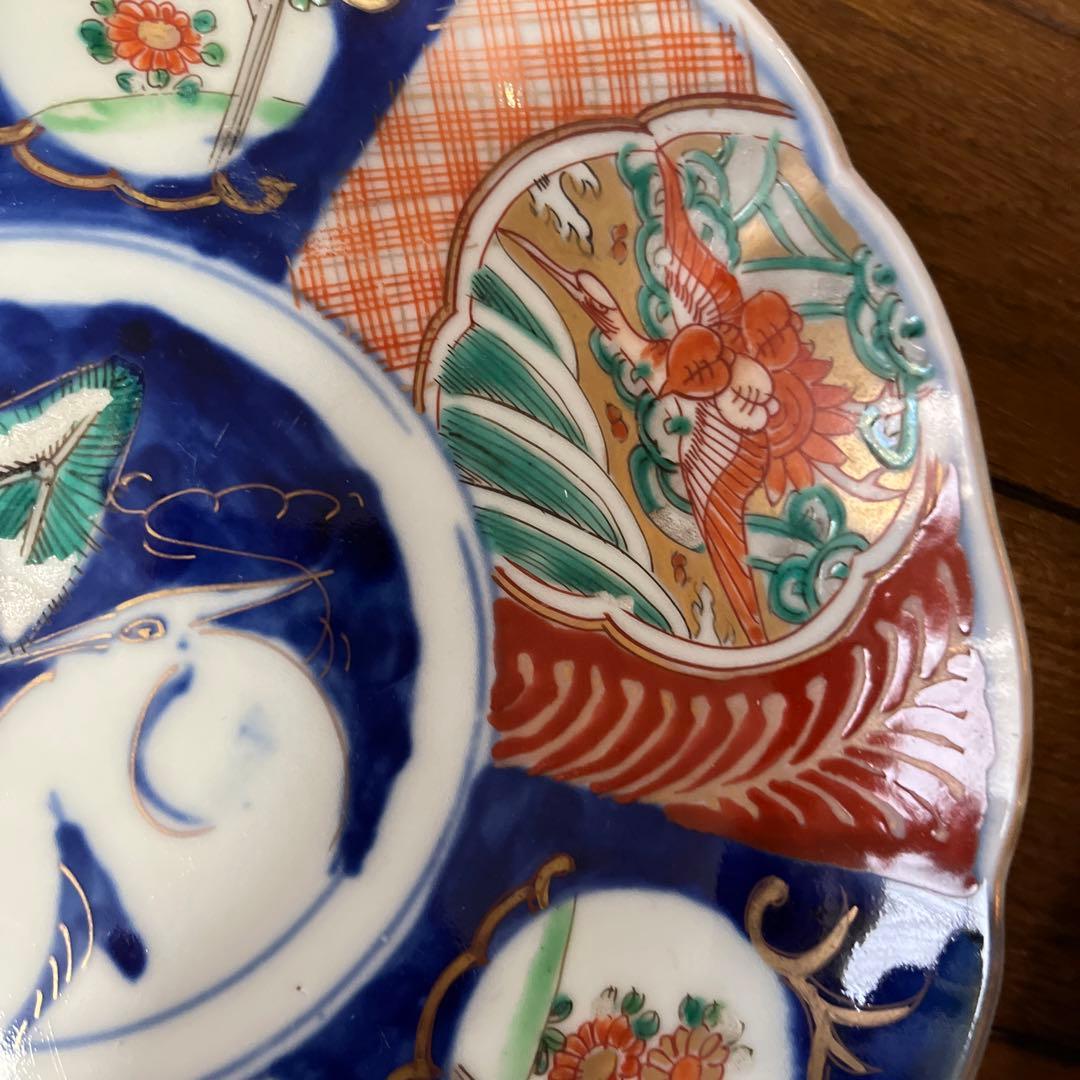 期間限定最終処分特価　古伊万里色絵　大皿五枚セット　完品　一枚おまけ　綺麗な状態