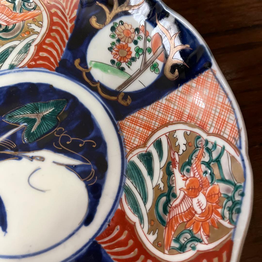 期間限定最終処分特価　古伊万里色絵　大皿五枚セット　完品　一枚おまけ　綺麗な状態