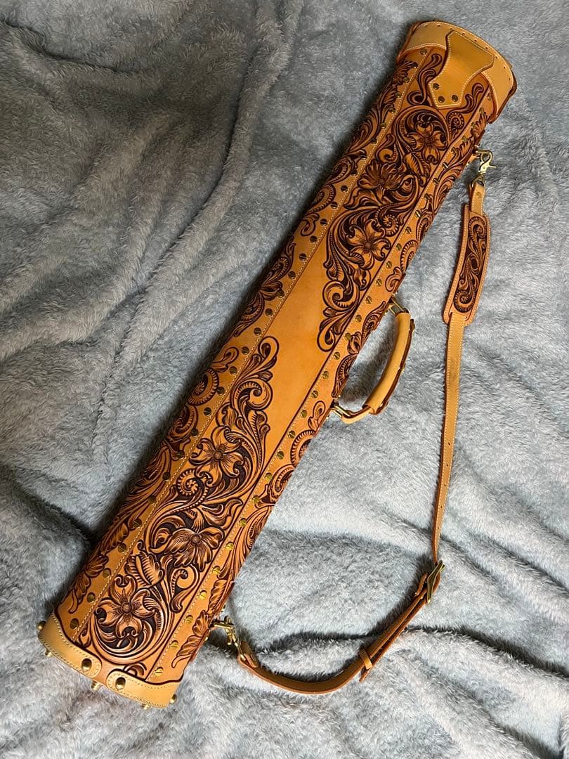 ビリヤード軽量カービングレザーキューケース