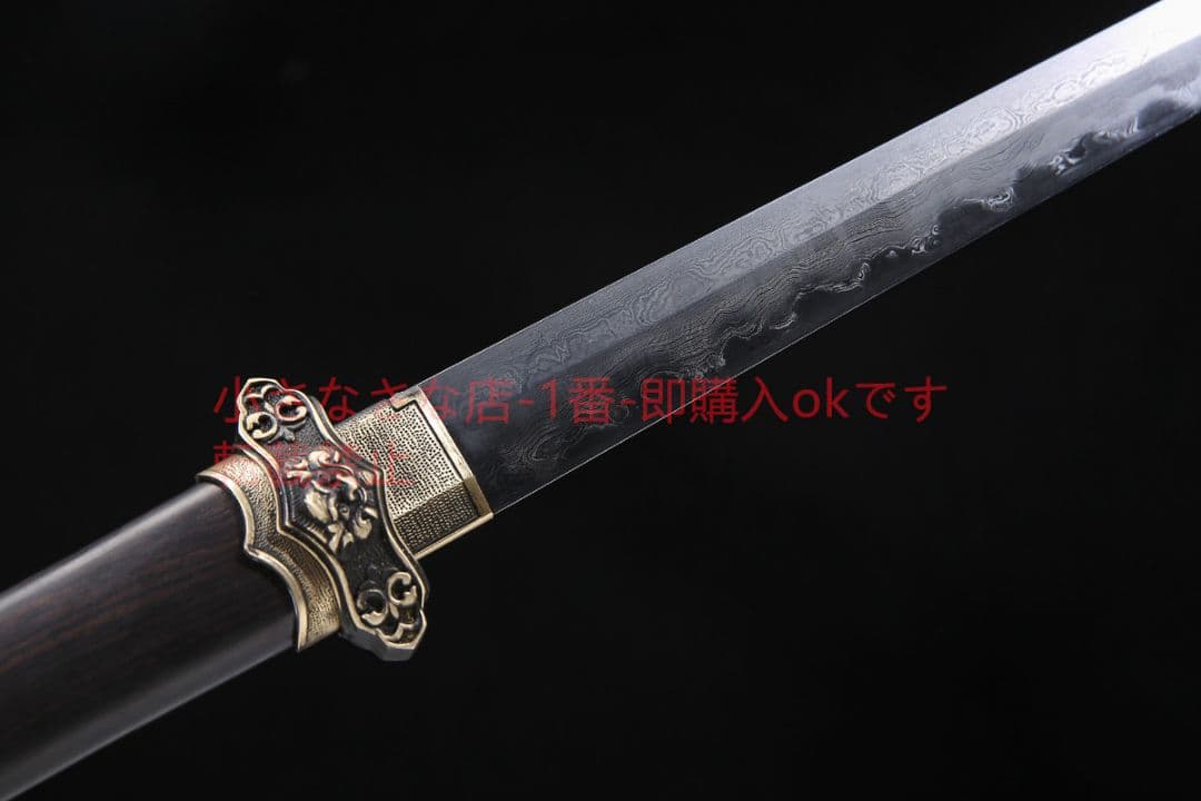 君弘唐横刀素装黒白檀模様鋼敷土焼刃 古兵器 武具 刀装具 日本刀 模造刀 居合刀