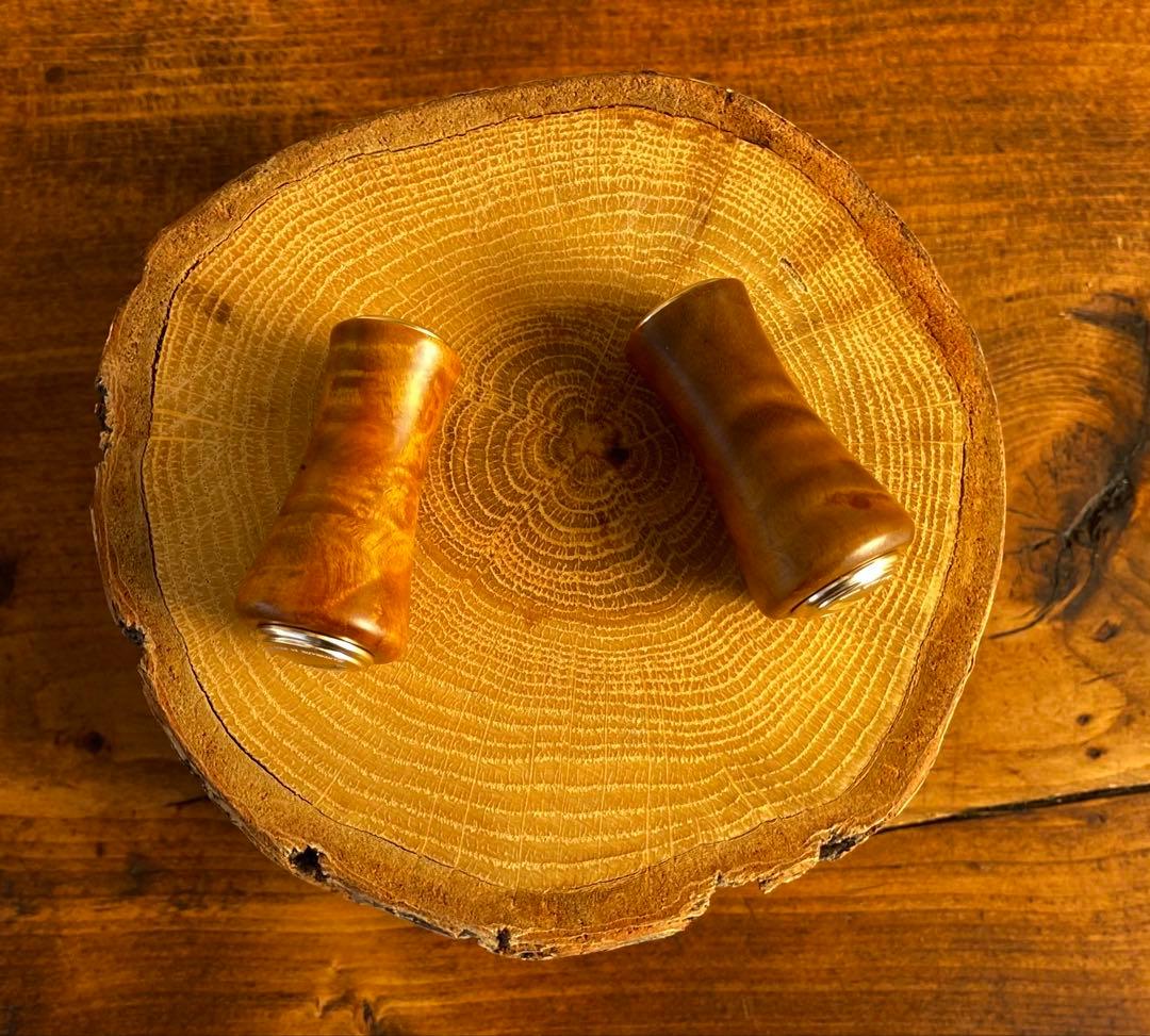 ウッドノブ　ハンドルノブ　黄金樟　丸型　リールカスタムパーツ　ダイワS シマノA