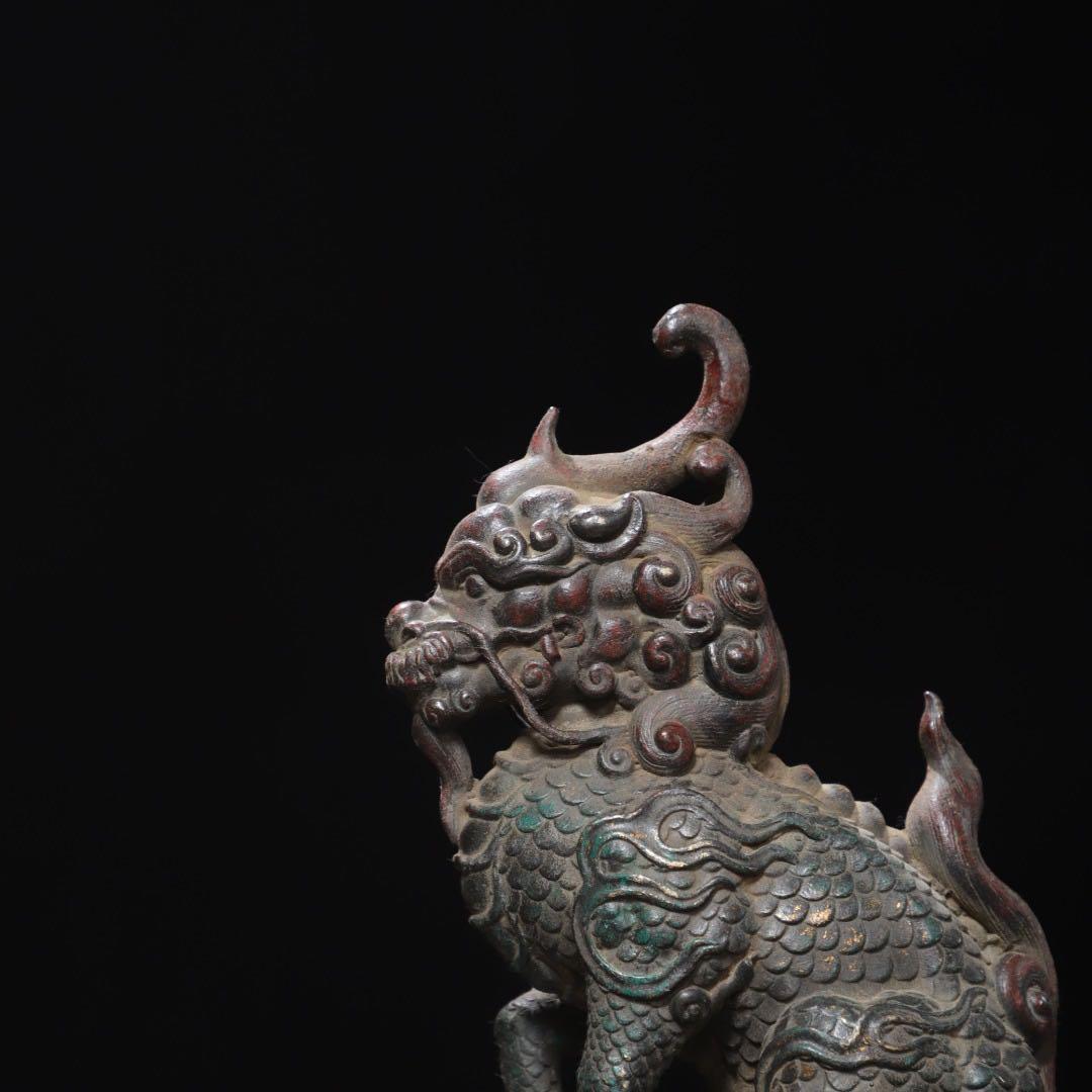 旧蔵 銅製 麒麟 置物 吉祥・繁栄・平安の象徴
