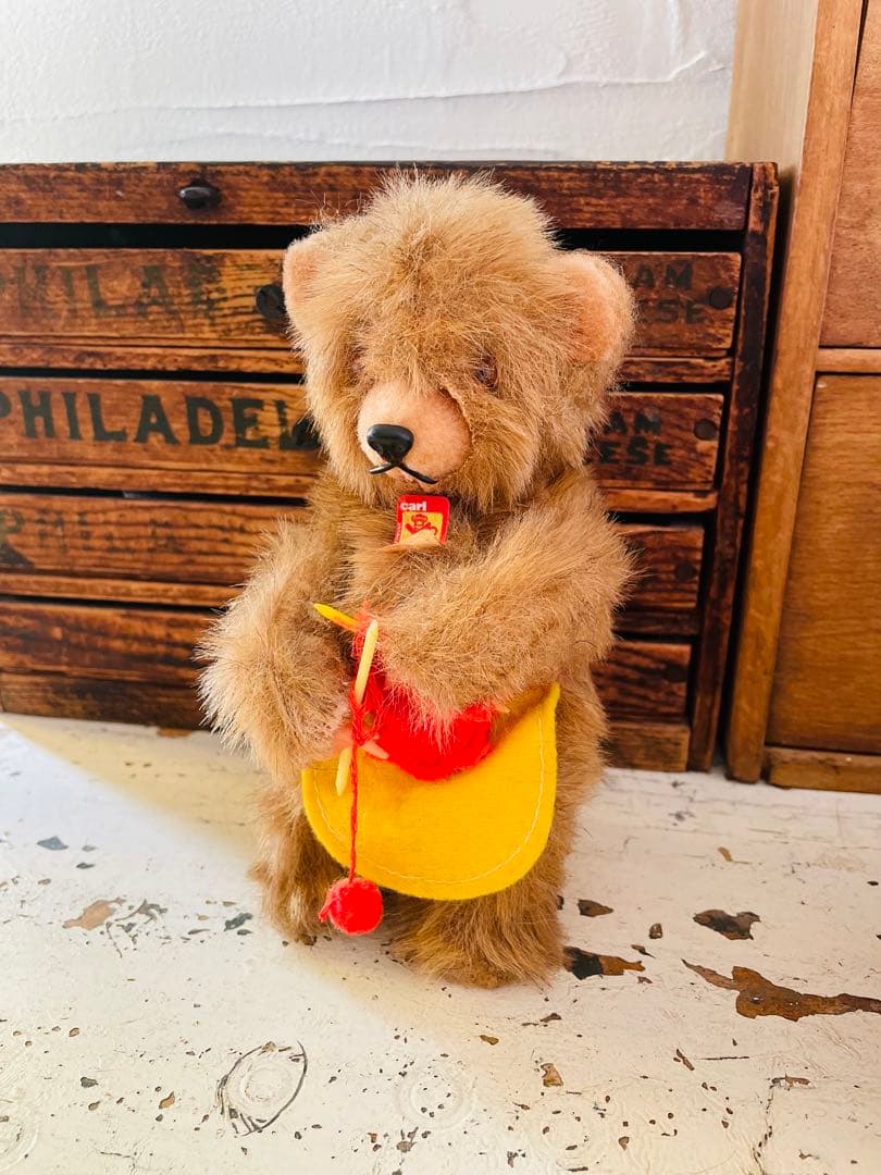 美品　ヴィンテージ　ゼンマイ　編み物ベア アンティークベア　ドイツ