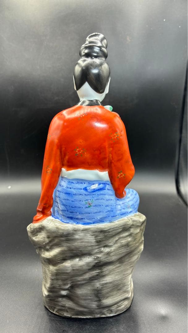 中国美術 古玩 色絵陶人形 陶器人形 高さ約33cm 置物 オブジェ 古董品