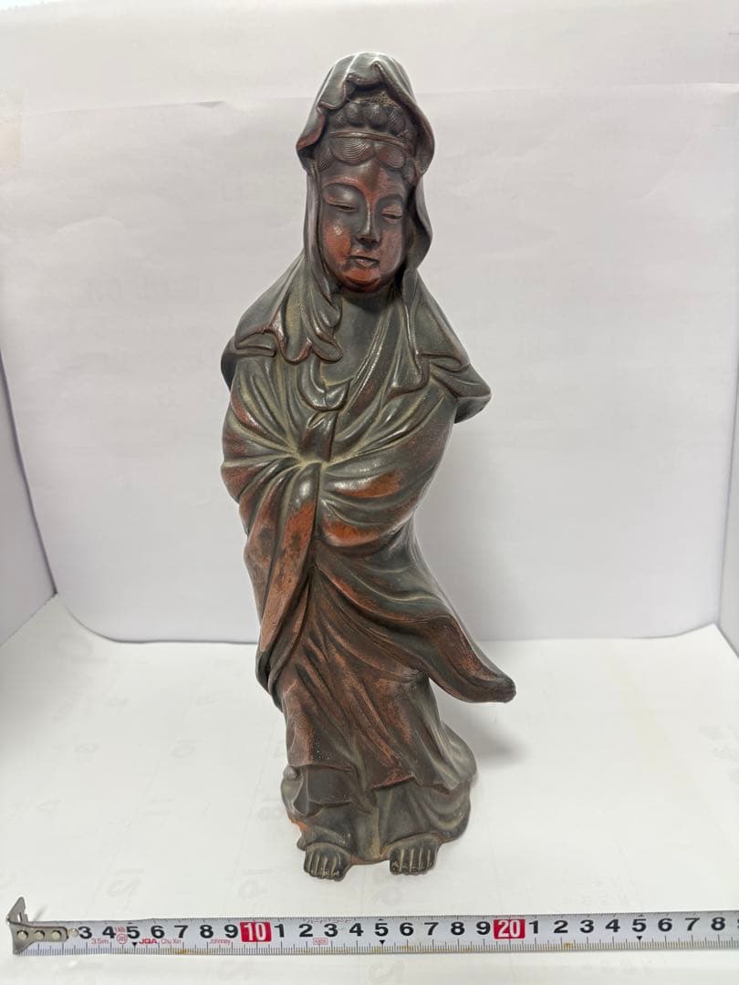 古備前焼　在銘　観音様　置物　送料込み
