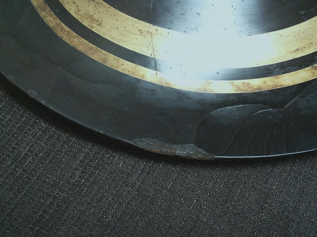 【陣笠　金彩線状文　家紋　年代物・N21・武具甲冑 】刀装具　縁頭 鍔目貫　外装