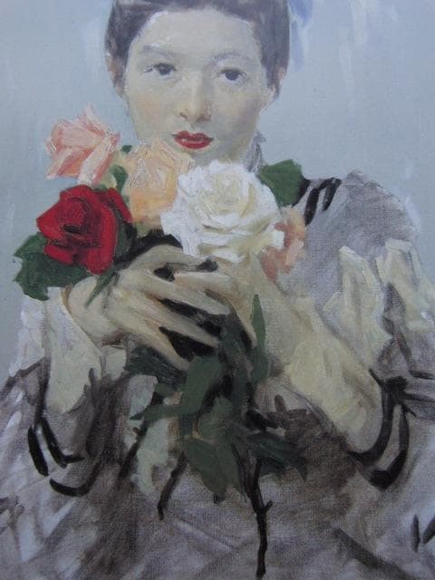 小磯良平、【婦人】、希少な大判額装用画集より、美品、新品額装付