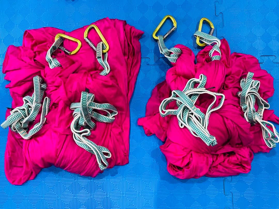 フライングヨガ ハンモック 11点セット 吊り下げ可能 紫/ピンク/水色