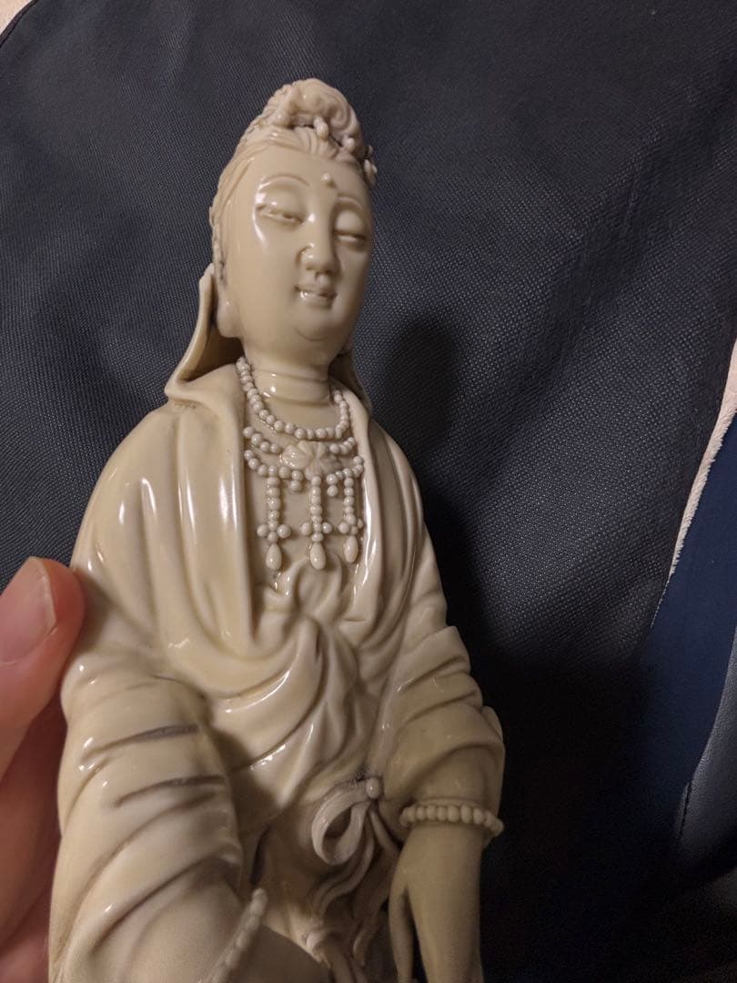 中国古美術　明の時代　徳化窯　白磁観音菩薩像 何朝宗　34cm