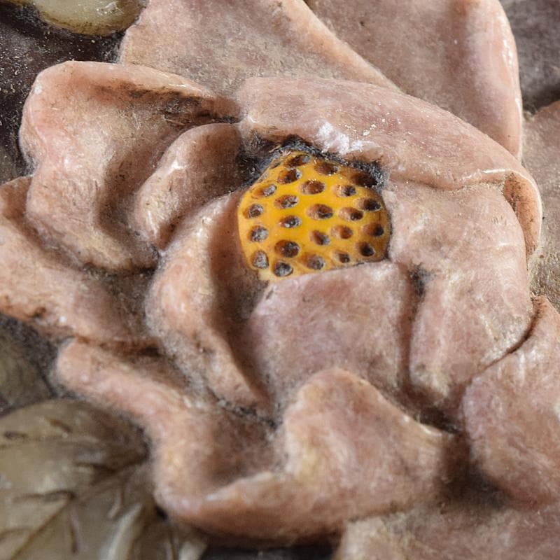 中国　玉石彫刻　貼花文　硯屏　M　R8524