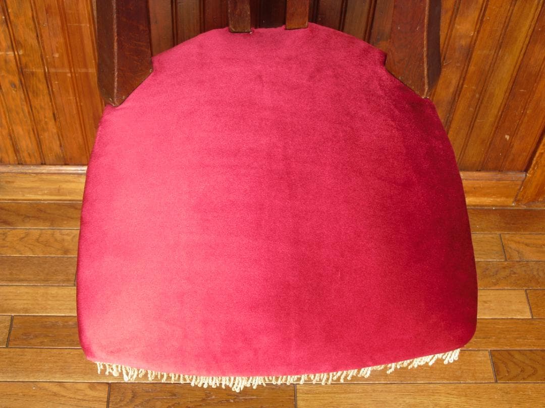 アンティーク ドクターチェア☆木製 回転椅子☆手触り良いベルベット/ビロード張り