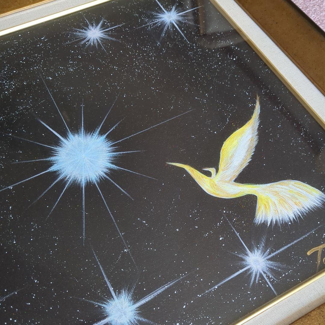 絵画　佐藤嵩記　黄色い鳥　7つの神様