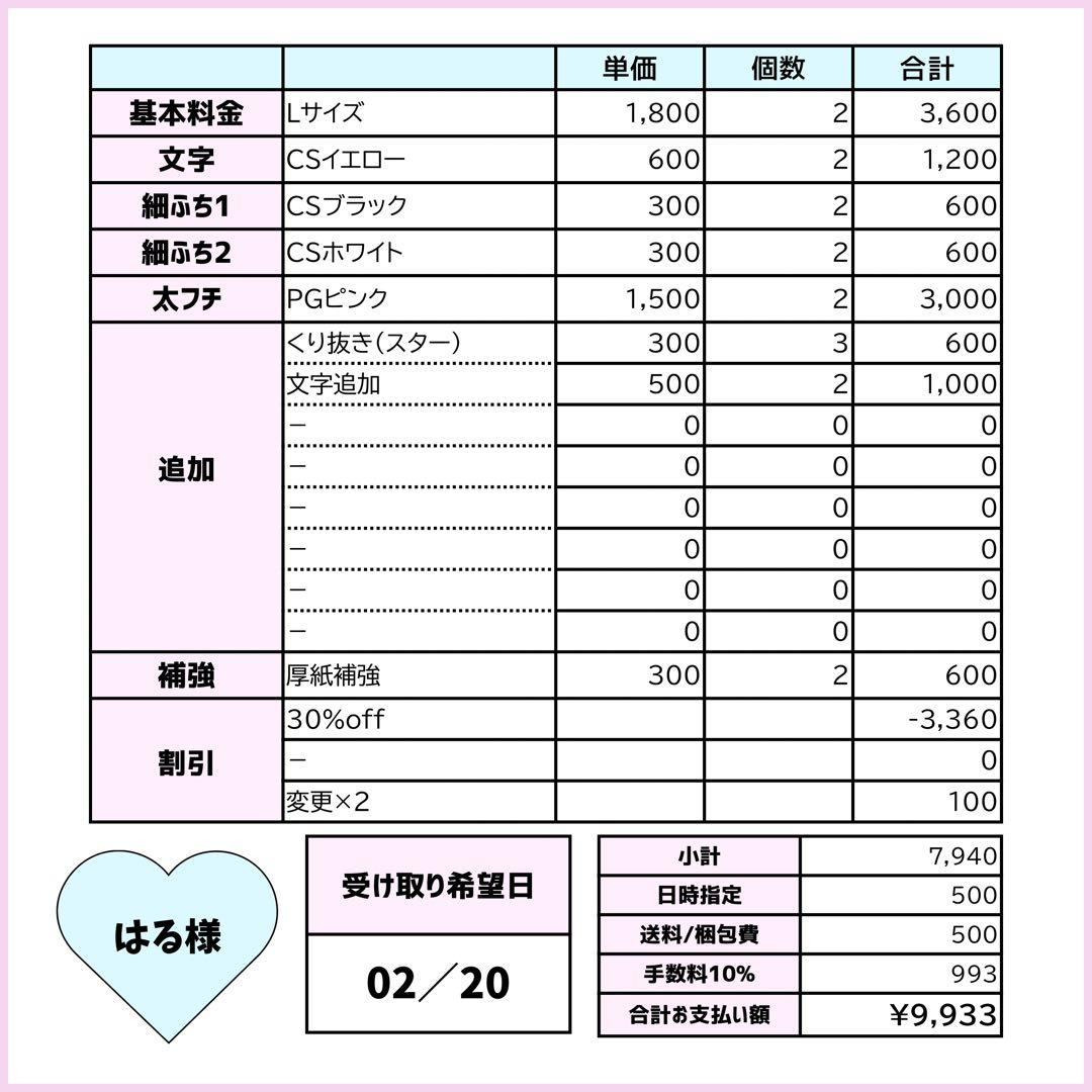 はるページ♡0220ネームボード うちわ文字 連結文字パネル オーダー