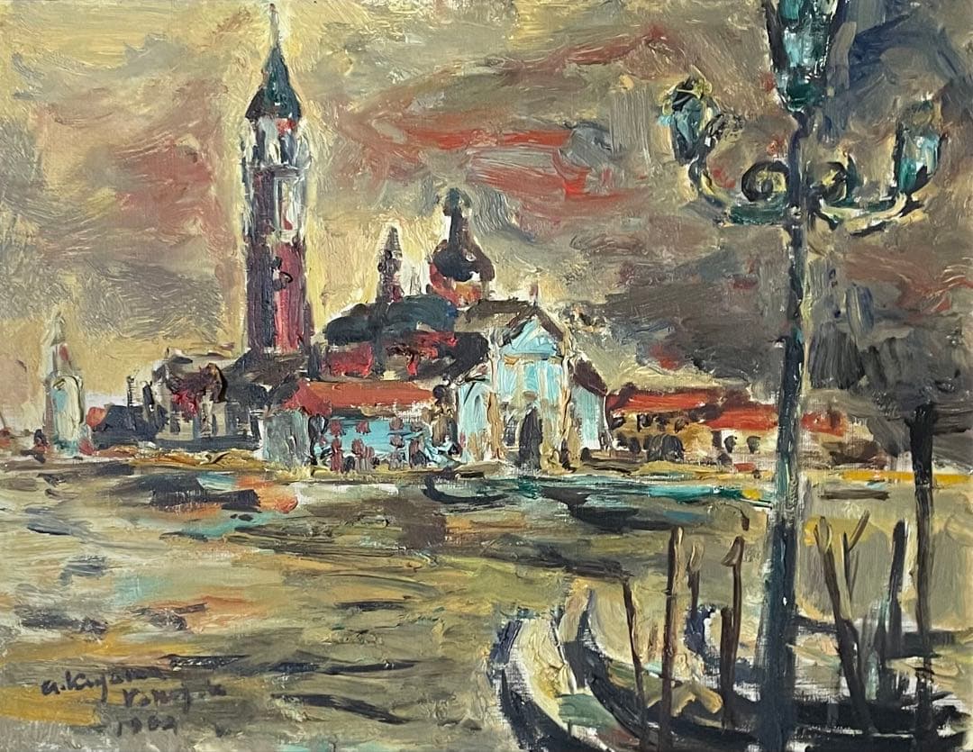 久山章　ヴェニス風景　油彩　6号　h6416