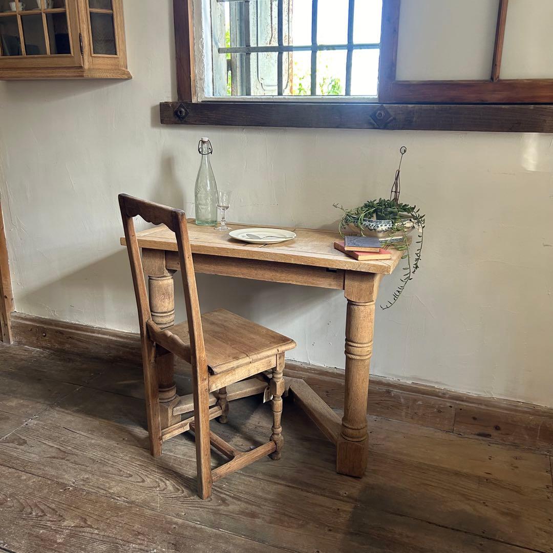 フランスアンティーク オーク剥離 コンソールテーブル 壁付 店舗什器　40-Ｂ