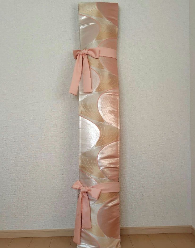 お琴カバー【桃】着物帯 ゆたん油単ハンドメイド 和楽器 正絹 袋帯 山田流生田流