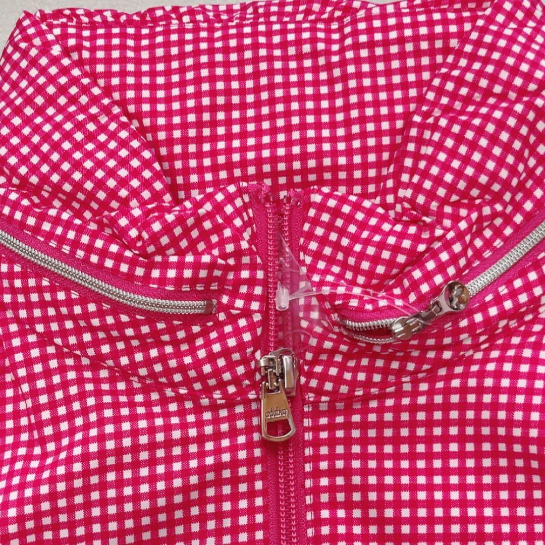 新品　近年　アダバット　2WAY レインワンピース　ピンク チェック　フード