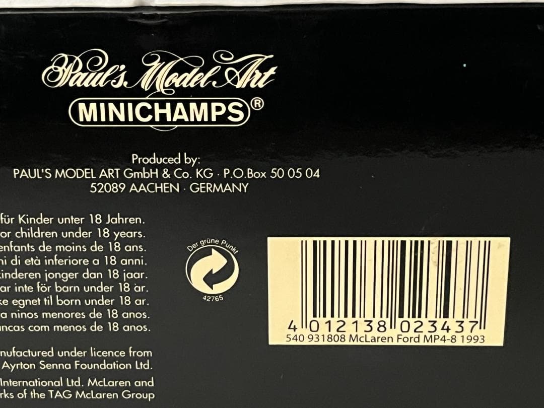 ミニチャンプス 1/18 McLaren Ford MP4-8 A.セナ 箱付